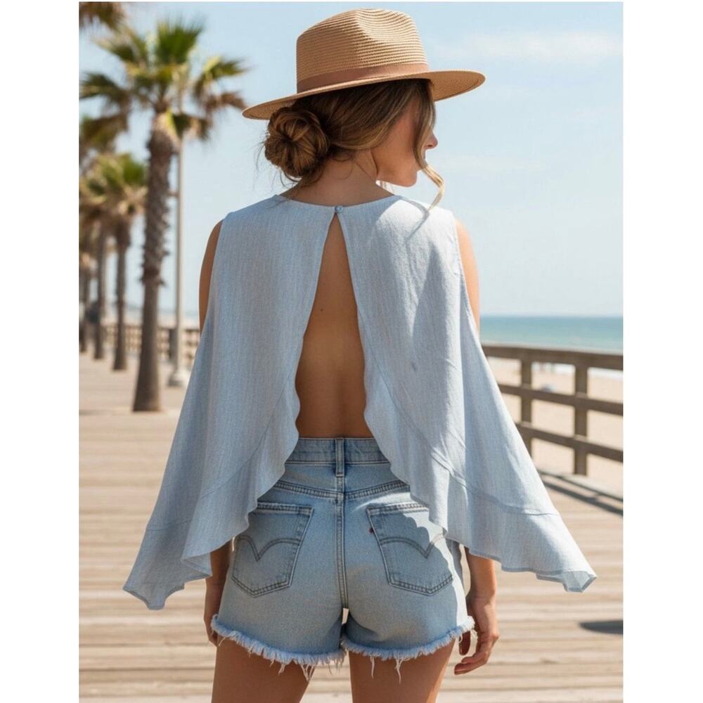 Charlie Paige  Open Back Ruffle Hem Top